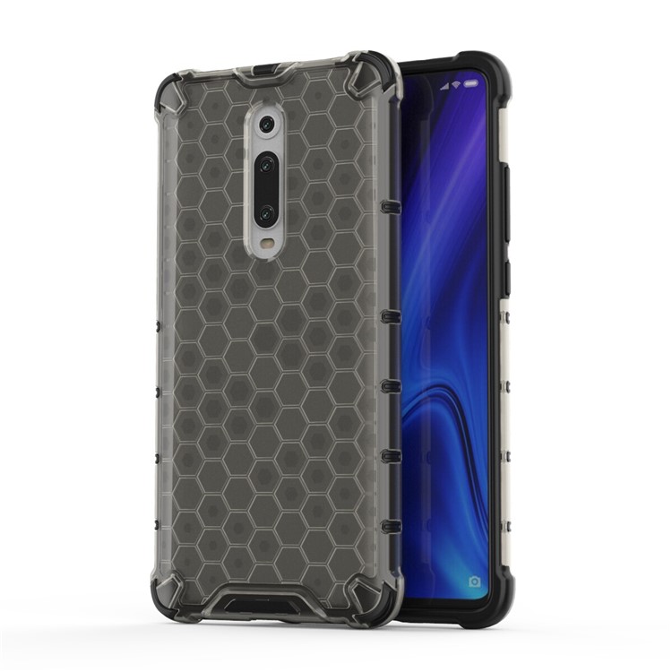 Wabenmuster TPU + PC Hybrid Schockdes Telefongehäuse Für Xiaomi Redmi K20/Redmi K20 Pro/mi 9t/mi 9T Pro - Schwarz