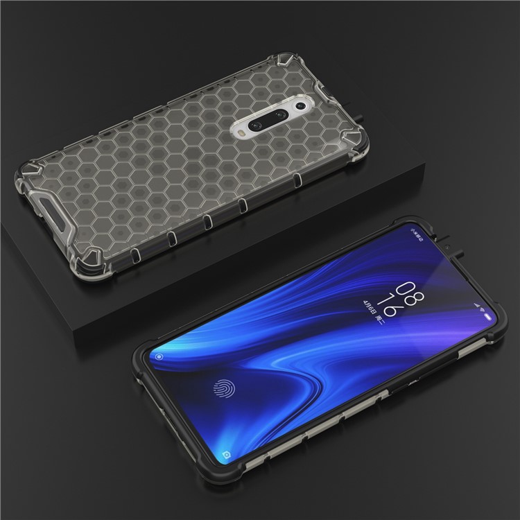 Modèle en Nid D'abeille TPU + PC Hybrid Aborde du Téléphone Pour Amortir Pour Xiaomi Redmi K20 / Redmi K20 Pro / mi 9t / mi 9t Pro - le Noir