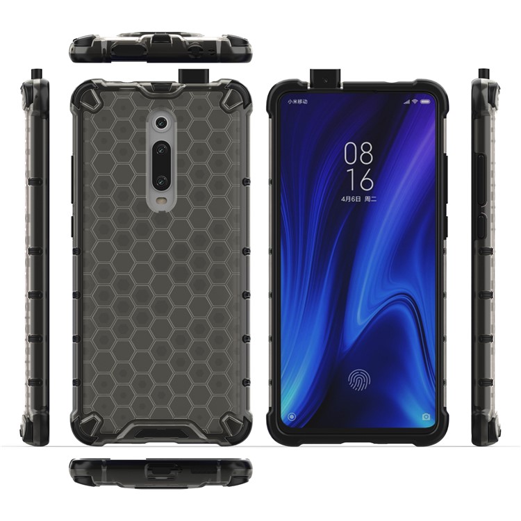 Modèle en Nid D'abeille TPU + PC Hybrid Aborde du Téléphone Pour Amortir Pour Xiaomi Redmi K20 / Redmi K20 Pro / mi 9t / mi 9t Pro - le Noir