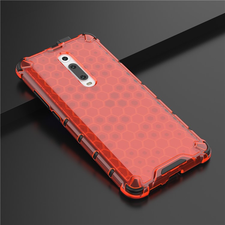 Honeycomb Pattern TPU + PC Hybrid-защищенная Телефонная Корпуса Телефона Для Xiaomi Redmi K20/Redmi K20 Pro/Mi 9t/mi 9t Pro Pro - Красный