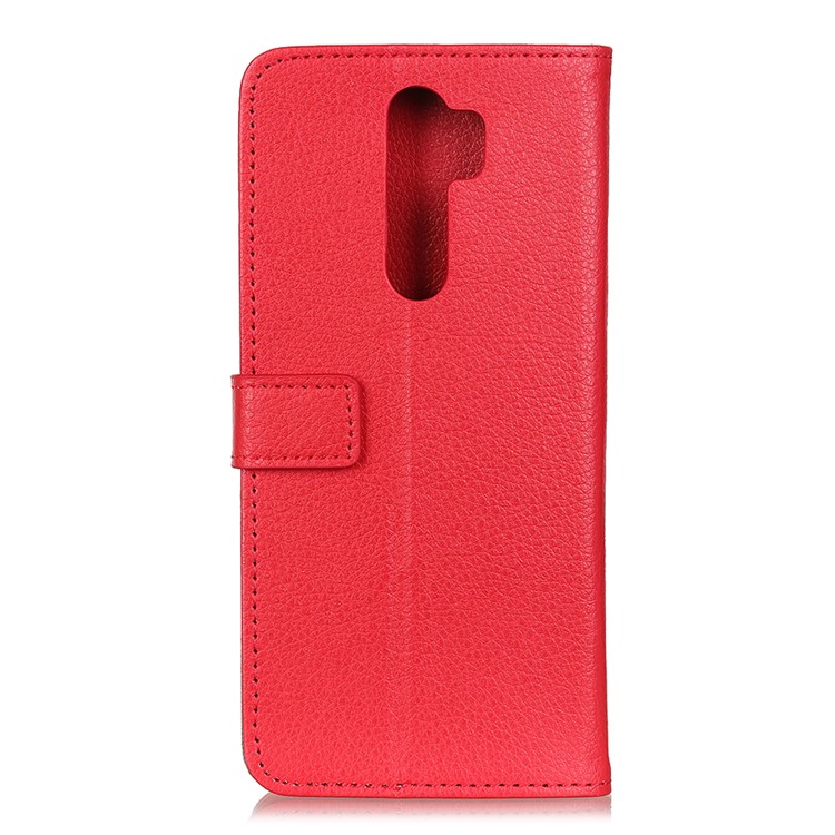 Litchi Skin Style Leather Wallet Stand Case for Xiaomi Redmi Note 8 Pro - Red-4