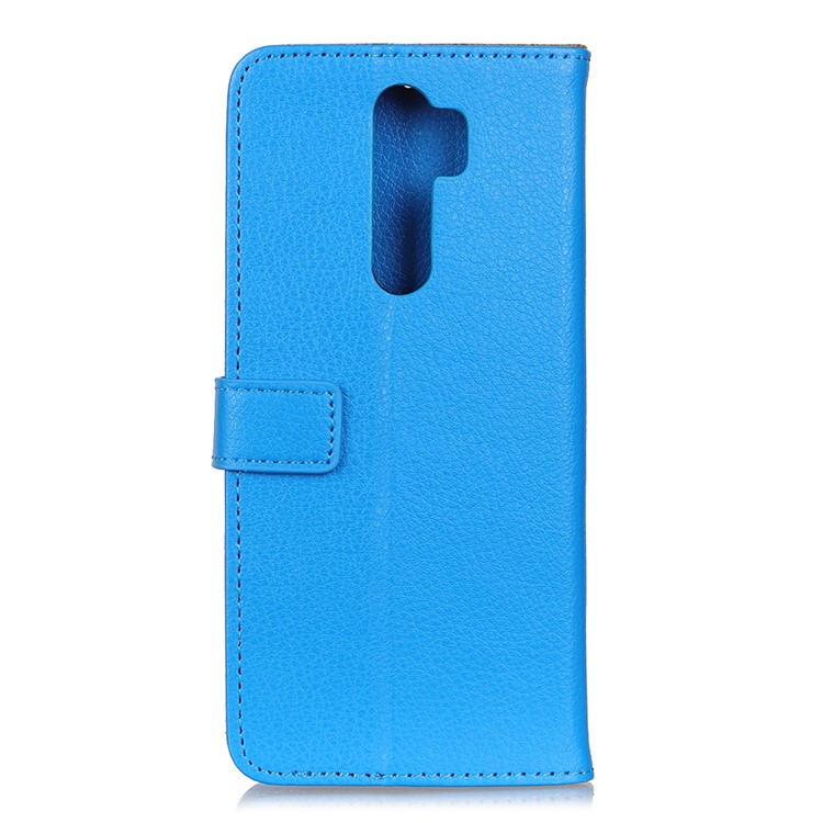 Litchi Skin Style Leather Wallet Stand Case for Xiaomi Redmi Note 8 Pro - Blue-3