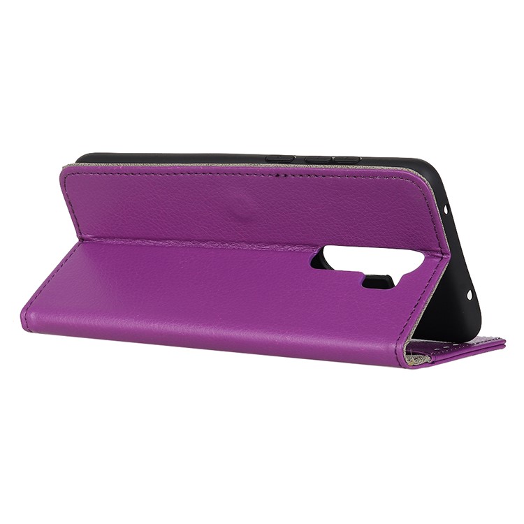 Litchi Skin Style Leather Wallet Stand Case for Xiaomi Redmi Note 8 Pro - Purple-4