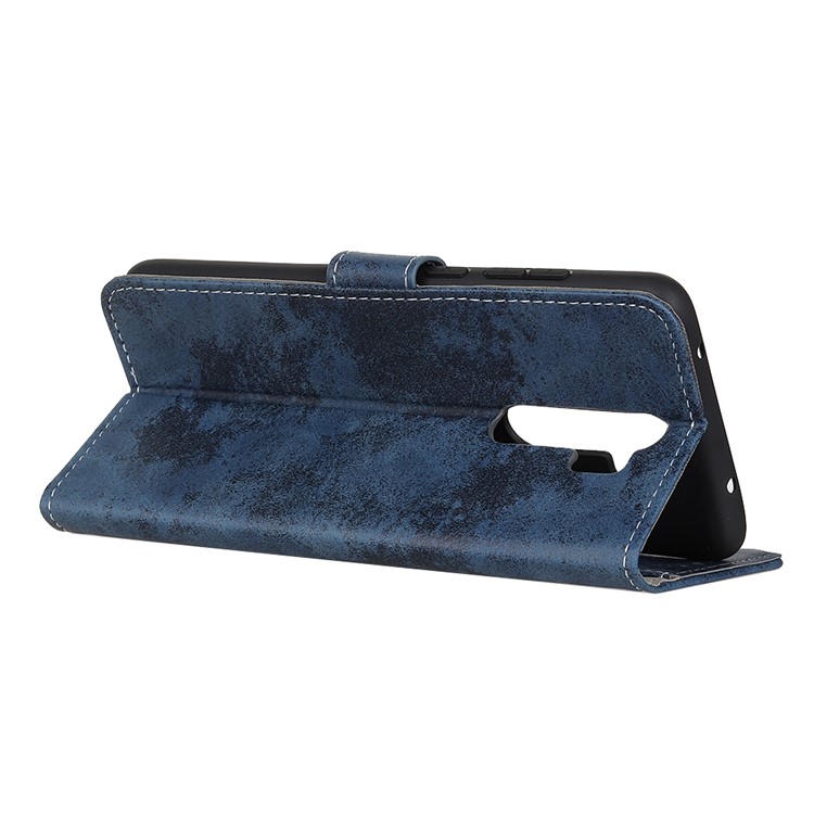 Retro Leather Wallet Shell Casing for Xiaomi Redmi Note 8 Pro - Blue-4