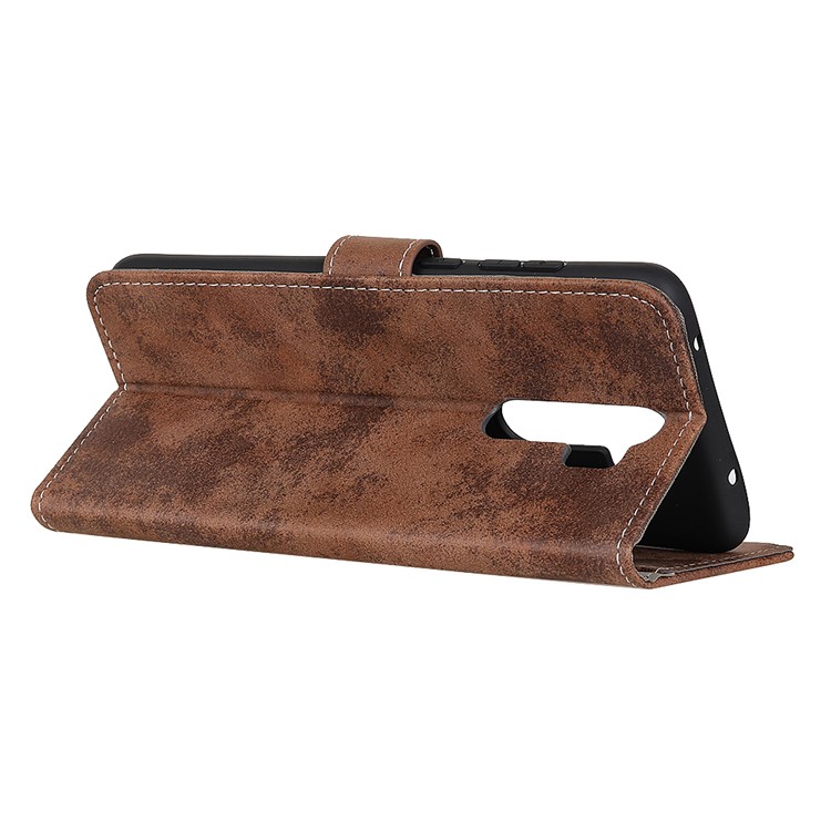 Retro Leather Wallet Shell Casing for Xiaomi Redmi Note 8 Pro - Coffee-5