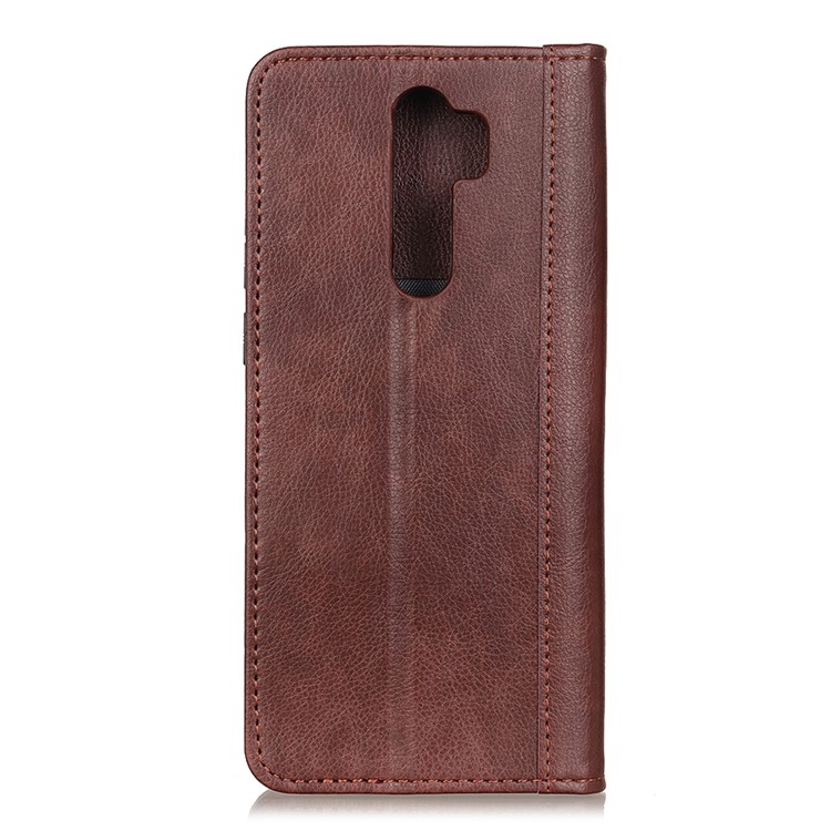 Auto-absorbed Litchi Skin Split Leather Cell Cover for Xiaomi Redmi Note 8 Pro - Coffee-3