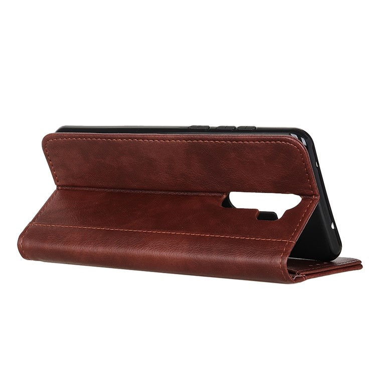 Auto-absorbed Litchi Skin Split Leather Cell Cover for Xiaomi Redmi Note 8 Pro - Coffee-4