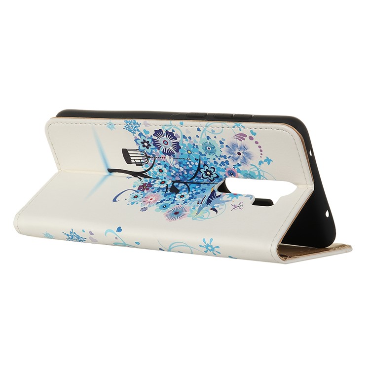 Printing PU Leather Phone Casing for Xiaomi Redmi Note 8 Pro - Blue Tree with Bird Cage-5