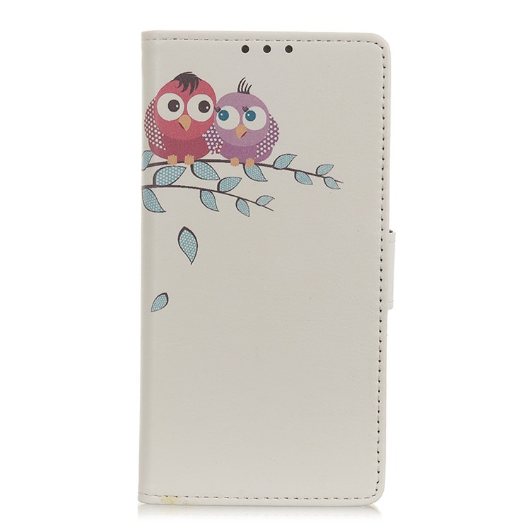 Printing PU Leather Phone Casing for Xiaomi Redmi Note 8 Pro - Couple Owls-1