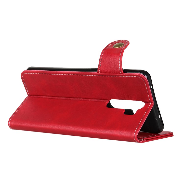 For Xiaomi Redmi Note 8 Pro S Shape Wallet Leather Casing - Red-4