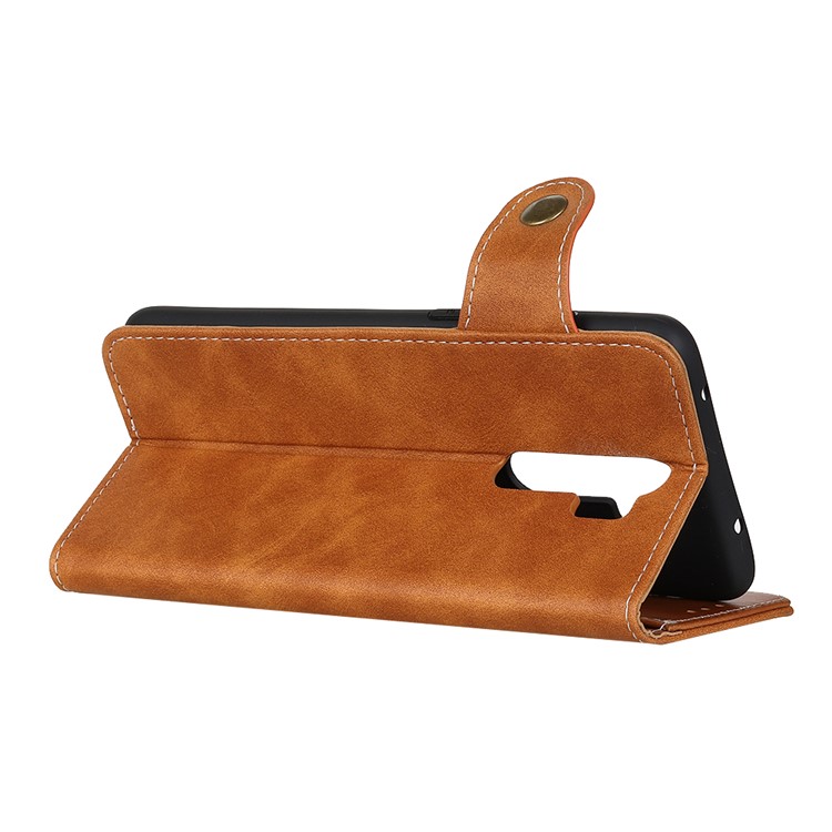 For Xiaomi Redmi Note 8 Pro S Shape Wallet Leather Casing - Brown-4