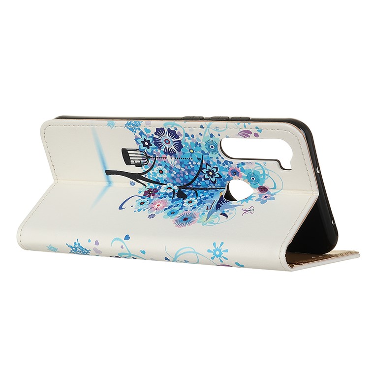 Stylish Pattern Printing PU Leather Wallet Stand Phone Shell for Xiaomi Redmi Note 8 - Blue Tree with Bird Cage-5