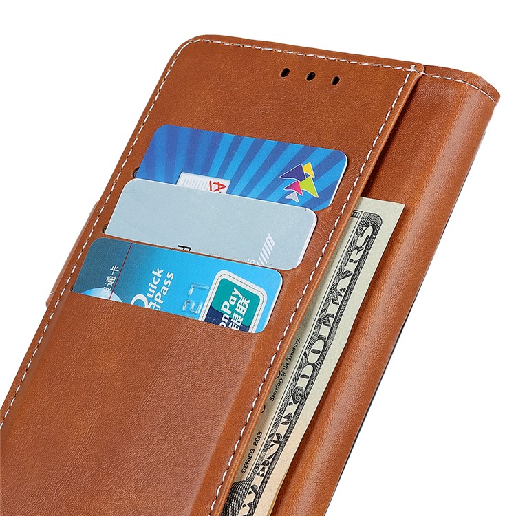 For Xiaomi Redmi Note 8 Phone Case S Shape Wallet Leather Protection Cover - Brown-9