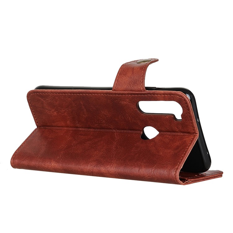 S-shape Crazy Horse PU Leather Case for Xiaomi Redmi Note 8 - Brown-4