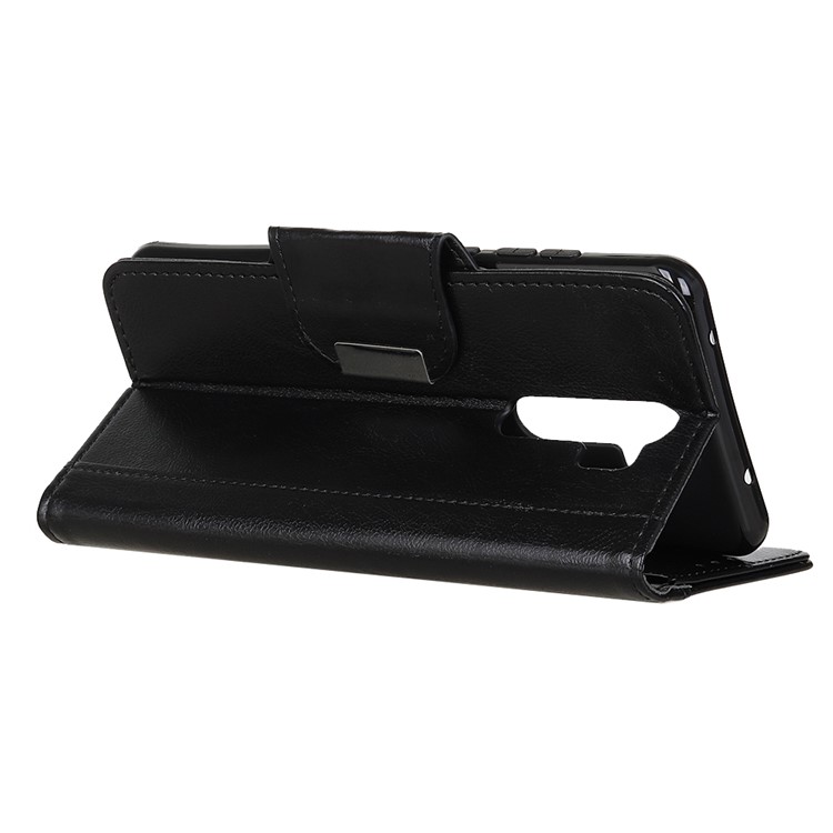 Glossy PU Leather Wallet Stand Case for Xiaomi Redmi Note 8 Pro - Black-4