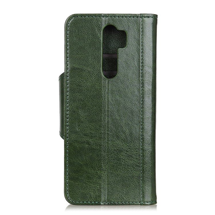 Glossy PU Leather Wallet Stand Case for Xiaomi Redmi Note 8 Pro - Army Green-3