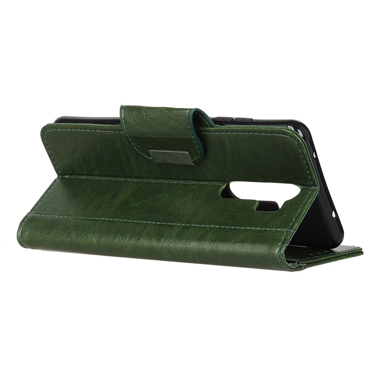 Glossy PU Leather Wallet Stand Case for Xiaomi Redmi Note 8 Pro - Army Green-4