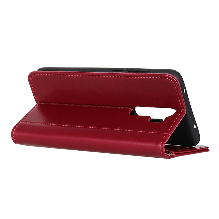 Auto-absorbed Split Leather Wallet Stand Case for Xiaomi Redmi Note 8 Pro - Red-4