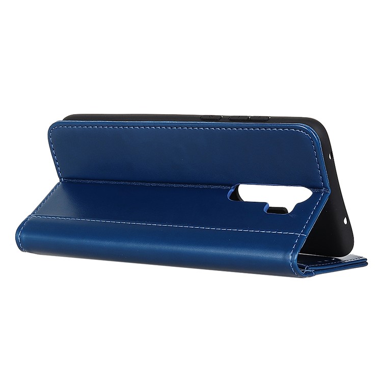 Auto-absorbed Split Leather Wallet Stand Case for Xiaomi Redmi Note 8 Pro - Blue-4