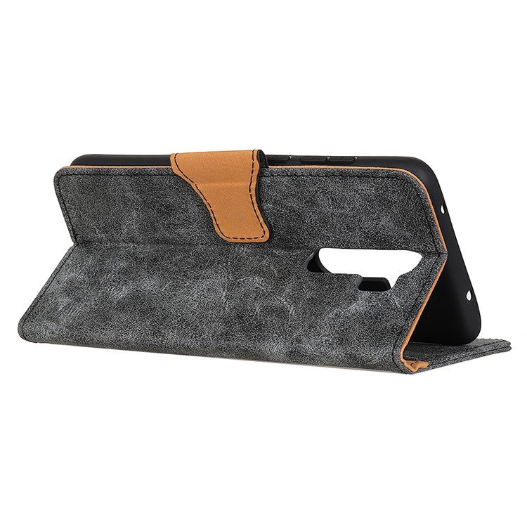 Vintage Style PU Leather Stand Wallet Phone Cover for Xiaomi Redmi Note 8 Pro - Black-4