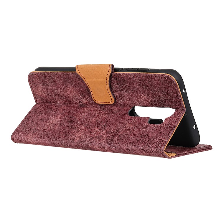Vintage Style PU Leather Stand Wallet Phone Cover for Xiaomi Redmi Note 8 Pro - Red-4