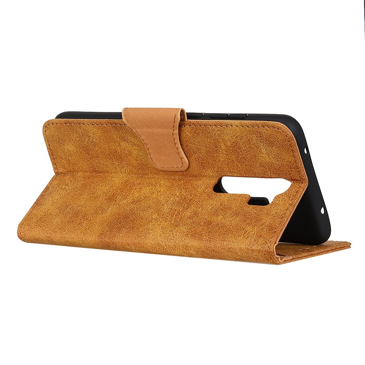 Vintage Style PU Leather Stand Wallet Phone Cover for Xiaomi Redmi Note 8 Pro - Light Brown-4