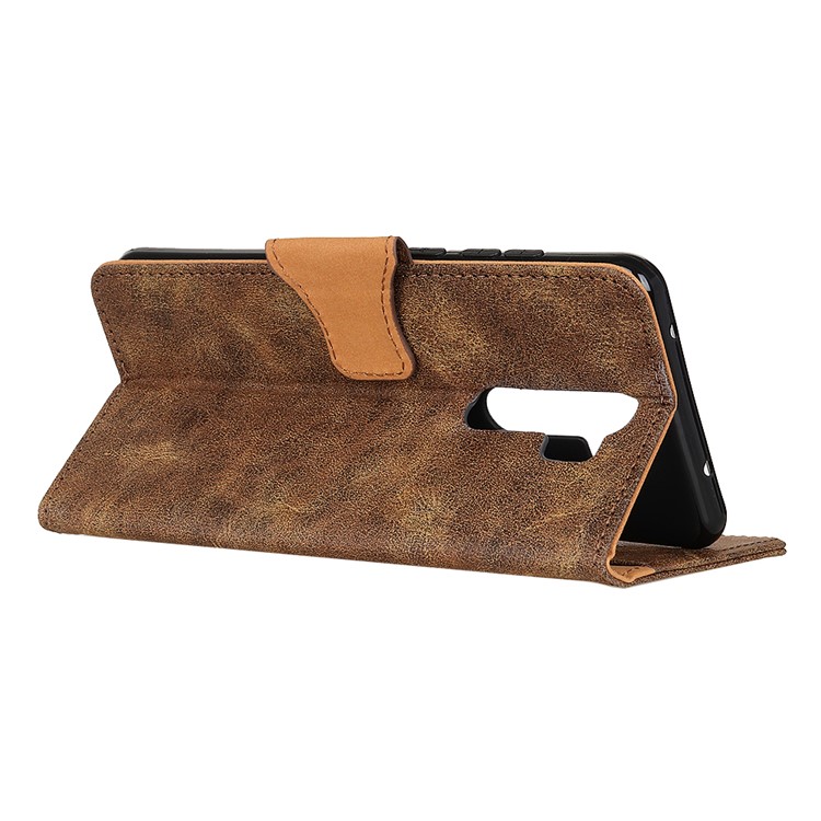 Vintage Style PU Leather Stand Wallet Phone Cover for Xiaomi Redmi Note 8 Pro - Dark Brown-4