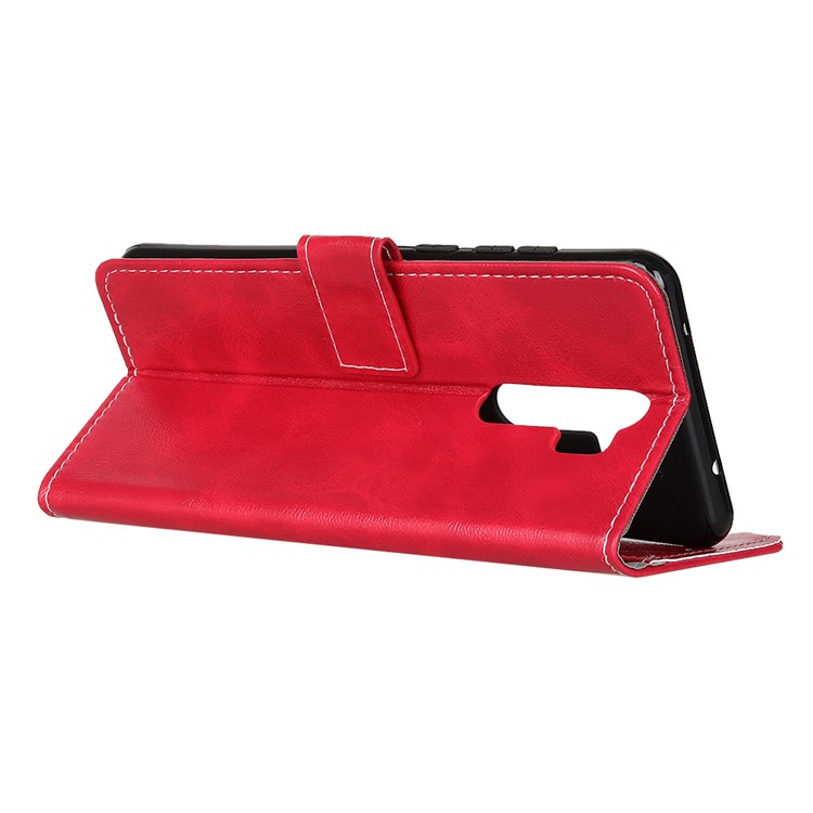 Crazy Horse Leather Wallet Stand Case for Xiaomi Redmi Note 8 Pro - Red-8
