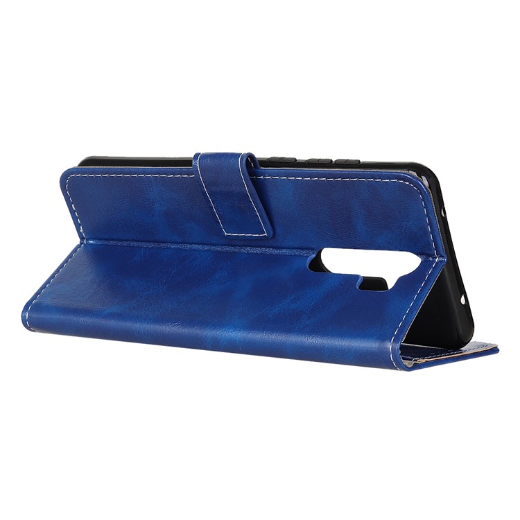 Crazy Horse Leather Wallet Stand Case for Xiaomi Redmi Note 8 Pro - Blue-8