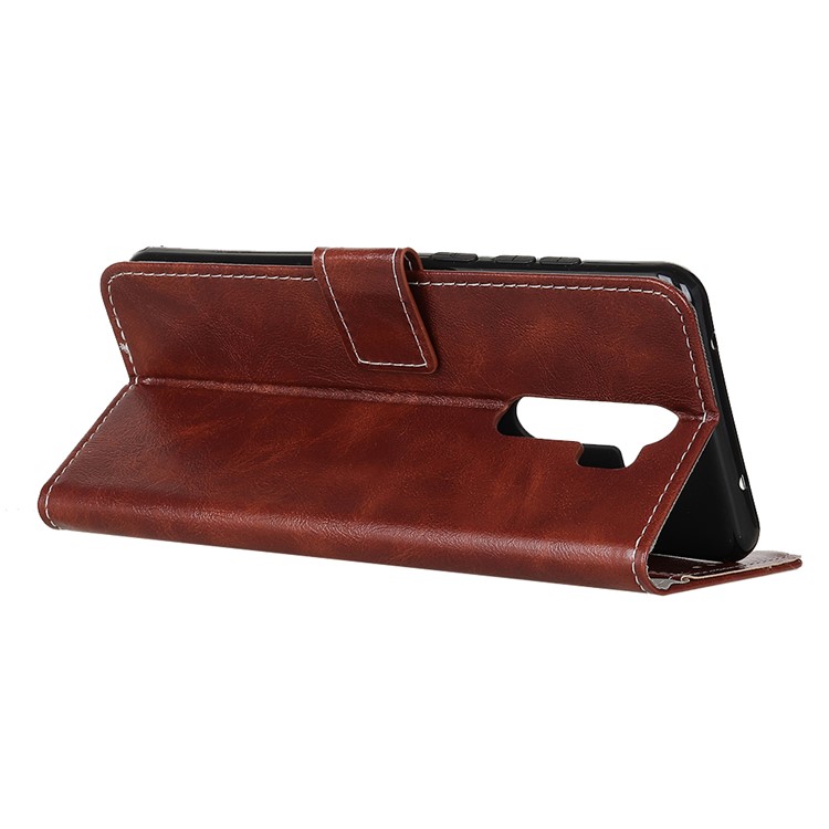 Crazy Horse Leather Wallet Stand Case for Xiaomi Redmi Note 8 Pro - Brown-8