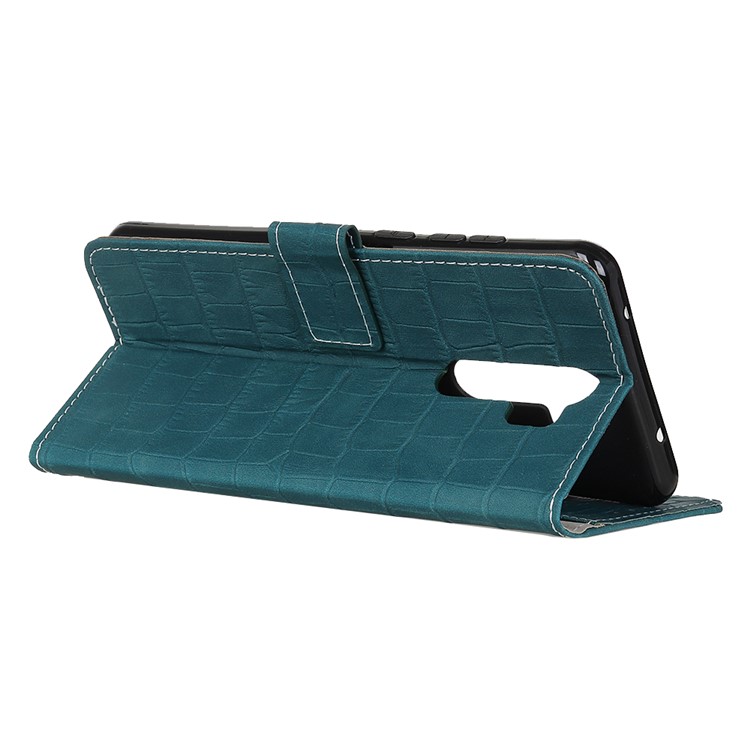 Crocodile Texture Wallet Leather Stand Phone Shell for Xiaomi Redmi Note 8 Pro - Blackish Green-9