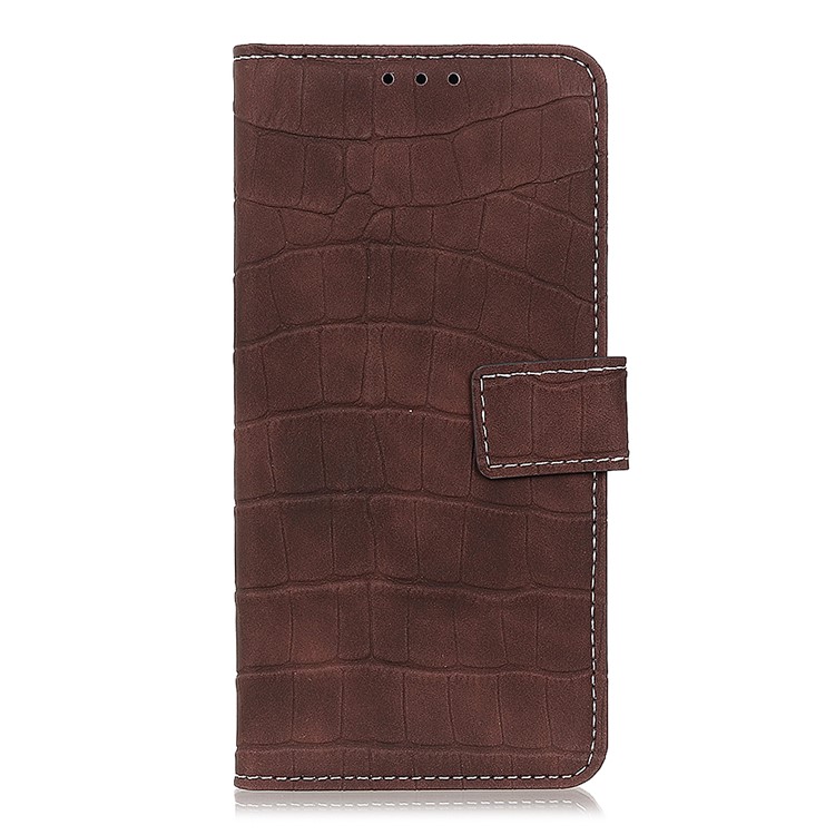 Krokodil Textur Brieftasche Leder Stand Telefon Shell Für Xiaomi Redmi Note 8 Pro - Braun