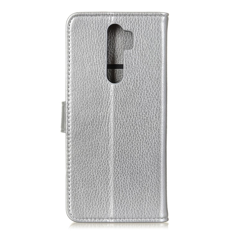Litchi Skin Leather Wallet Case for Xiaomi Redmi Note 8 Pro - Silver-10