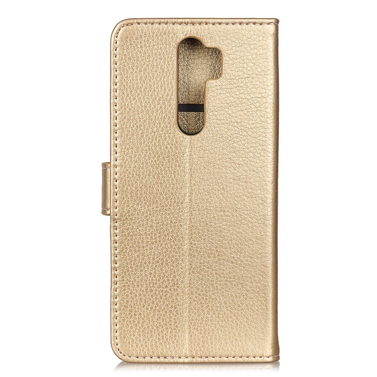 Litchi Skin Leather Wallet Case for Xiaomi Redmi Note 8 Pro - Gold-10
