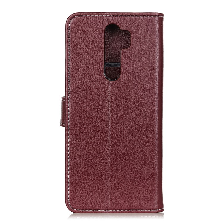 Litchi Skin Leather Wallet Case for Xiaomi Redmi Note 8 Pro - Brown-10