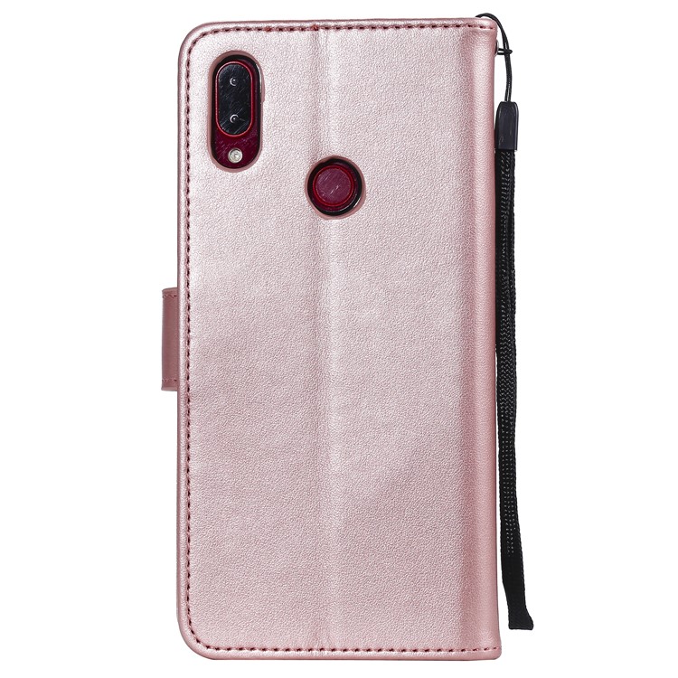 Imprint Sakura Cat Leather Wallet Case for Xiaomi Redmi Note 7 / Note 7 Pro / Note 7S - Rose Gold-2