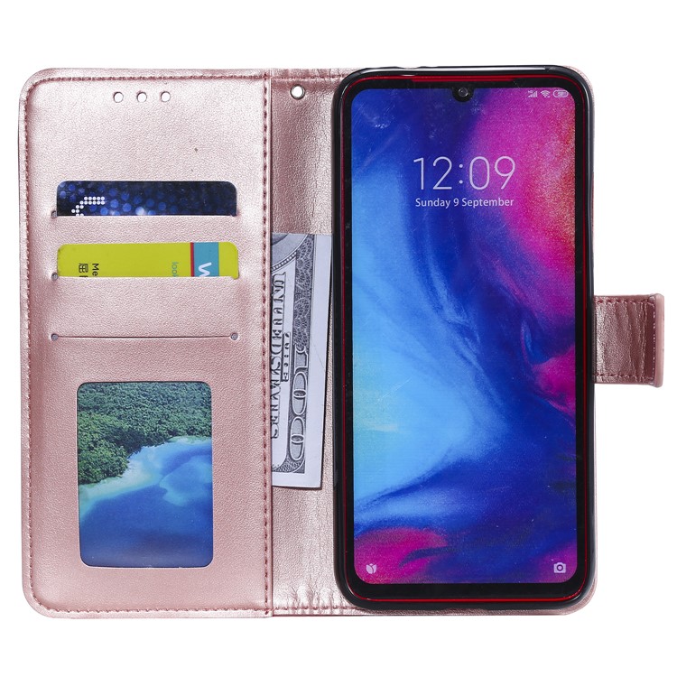 Imprint Sakura Cat Leather Wallet Case for Xiaomi Redmi Note 7 / Note 7 Pro / Note 7S - Rose Gold-3