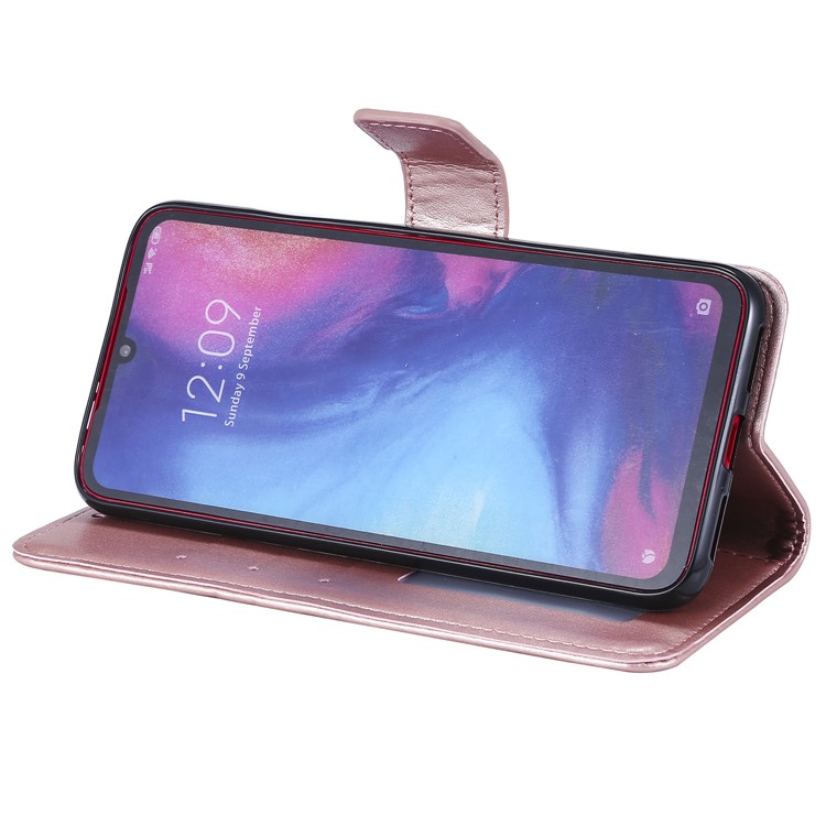 Imprint Sakura Cat Leather Wallet Case for Xiaomi Redmi Note 7 / Note 7 Pro / Note 7S - Rose Gold-5
