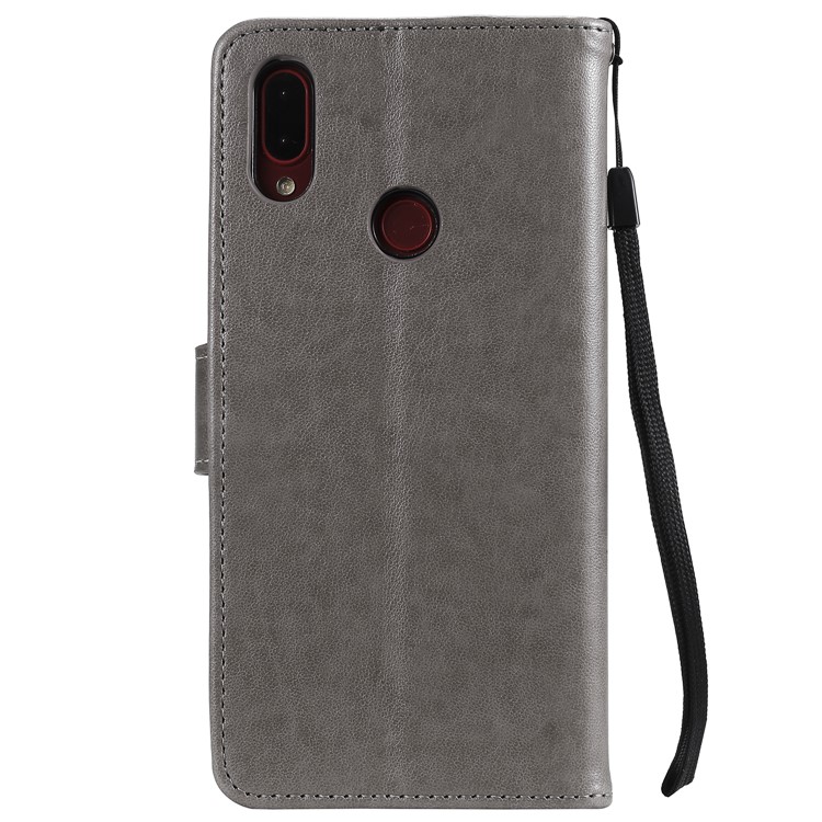Imprint Sakura Cat Leather Wallet Case for Xiaomi Redmi Note 7 / Note 7 Pro / Note 7S - Grey-2