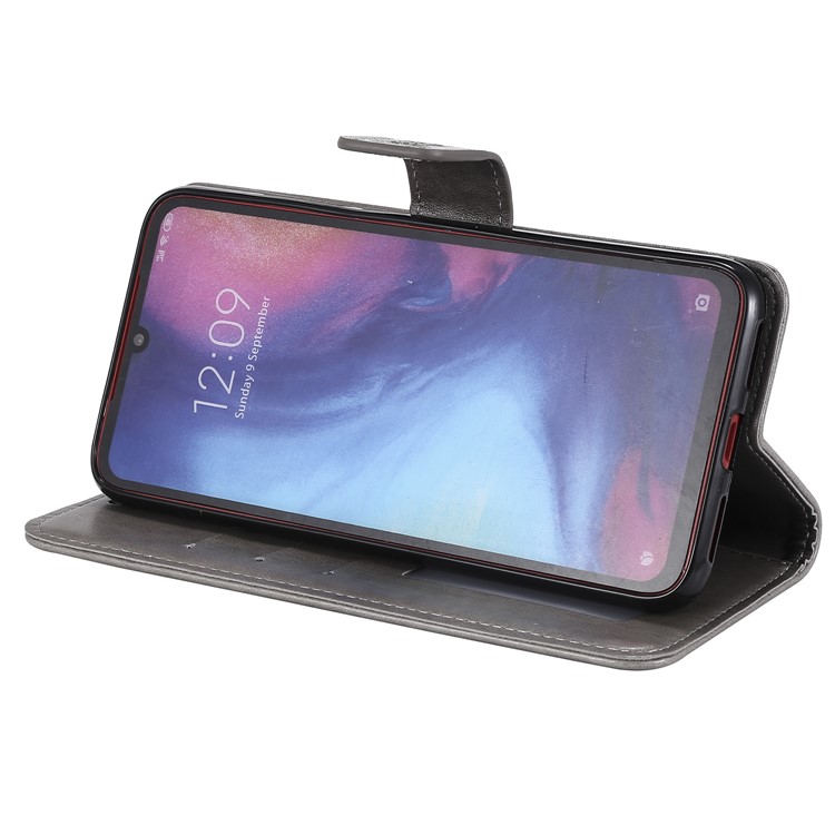Imprint Sakura Cat Leather Wallet Case for Xiaomi Redmi Note 7 / Note 7 Pro / Note 7S - Grey-4