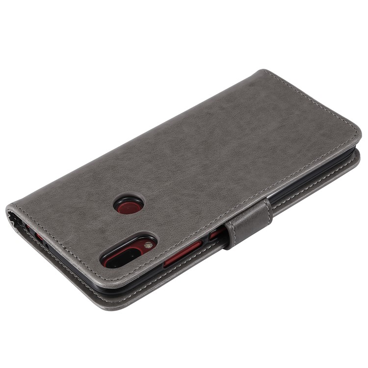 Imprint Sakura Cat Leather Wallet Case for Xiaomi Redmi Note 7 / Note 7 Pro / Note 7S - Grey-5