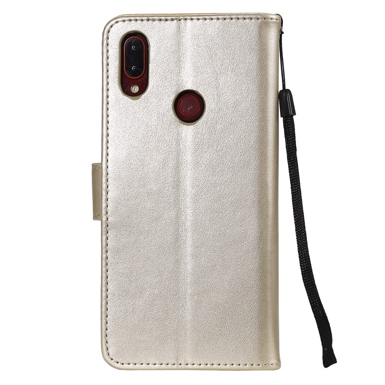 Imprint Sakura Cat Leather Wallet Case for Xiaomi Redmi Note 7 / Note 7 Pro / Note 7S - Gold-2