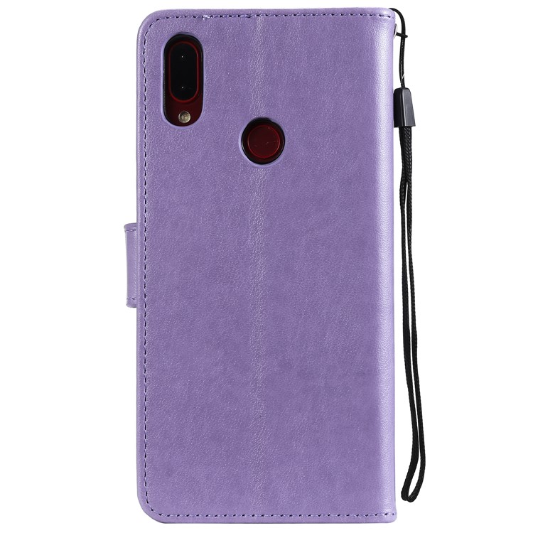 Imprint Sakura Cat Leather Wallet Case for Xiaomi Redmi Note 7 / Note 7 Pro / Note 7S - Purple-2