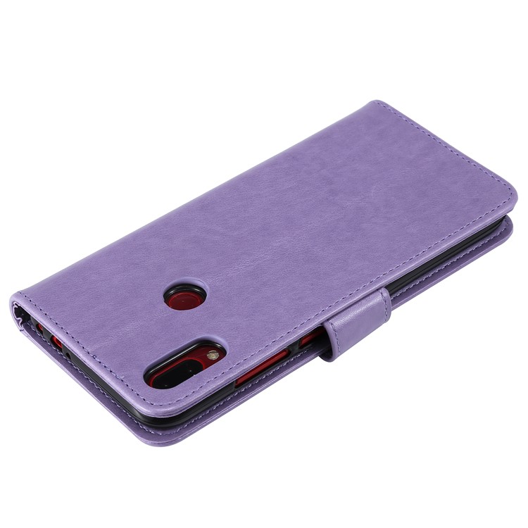 Imprint Sakura Cat Leather Wallet Case for Xiaomi Redmi Note 7 / Note 7 Pro / Note 7S - Purple-5