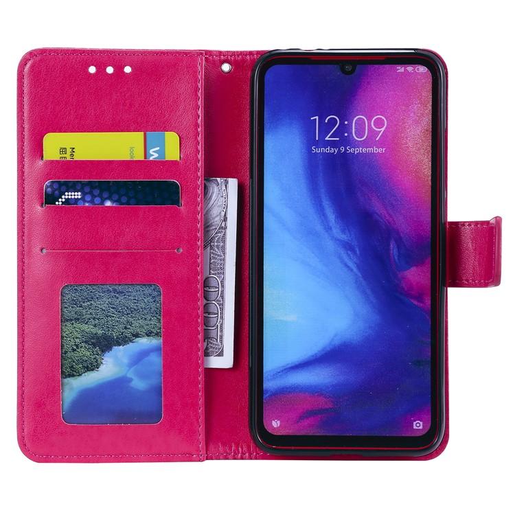 Imprint Sakura Cat Leather Wallet Case for Xiaomi Redmi Note 7 / Note 7 Pro / Note 7S - Rose-3