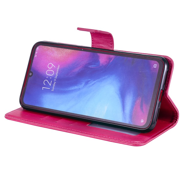 Imprint Sakura Cat Leather Wallet Case for Xiaomi Redmi Note 7 / Note 7 Pro / Note 7S - Rose-4