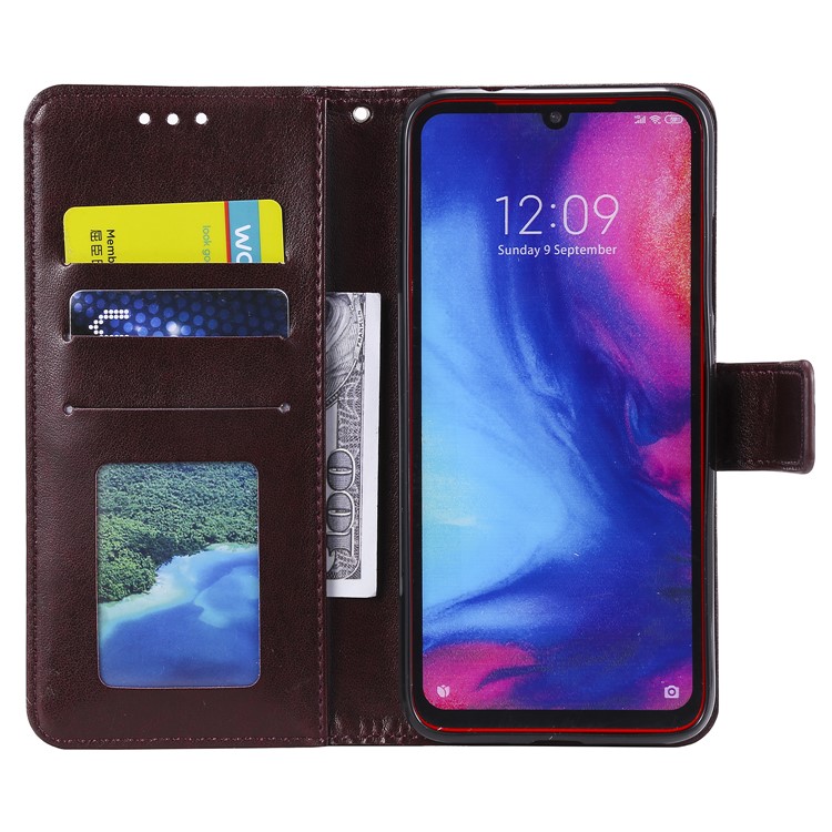 Imprint Sakura Cat Leather Wallet Case for Xiaomi Redmi Note 7 / Note 7 Pro / Note 7S - Coffee-3