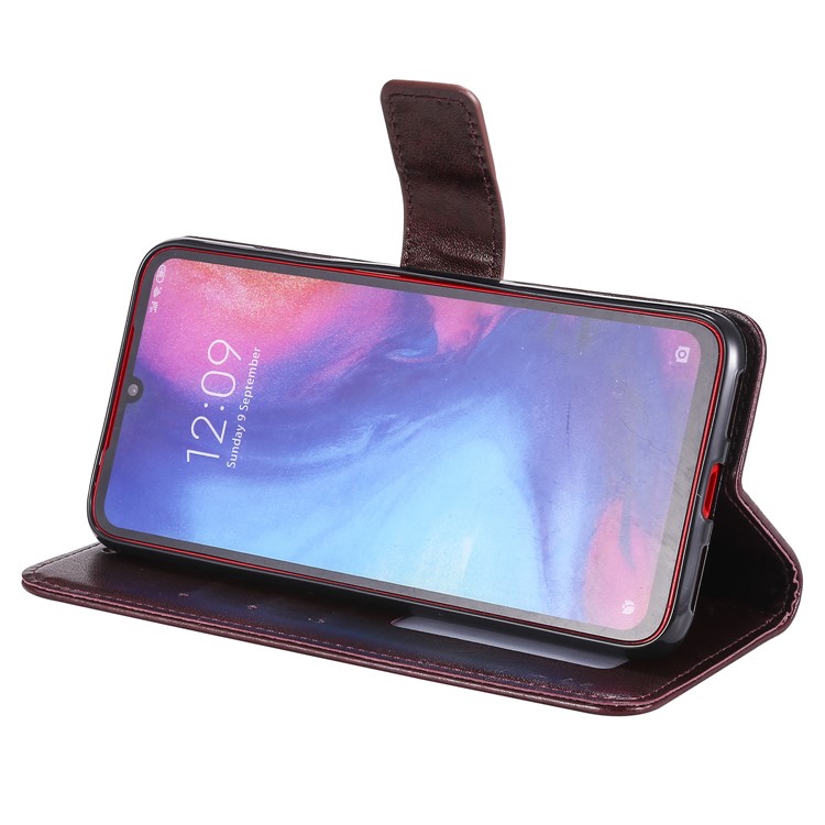 Imprint Sakura Cat Leather Wallet Case for Xiaomi Redmi Note 7 / Note 7 Pro / Note 7S - Coffee-4