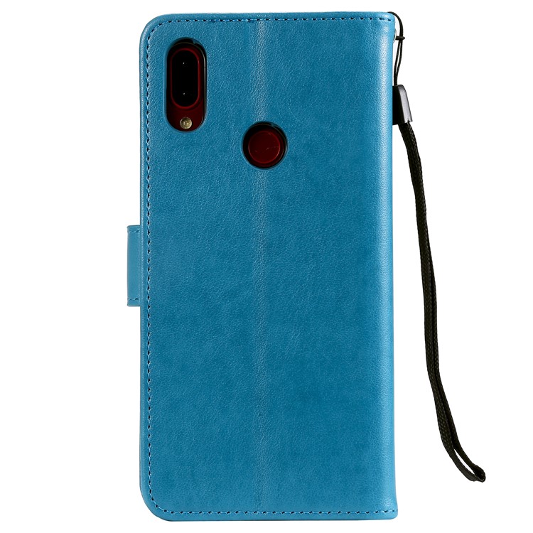 Imprint Sakura Cat Leather Wallet Case for Xiaomi Redmi Note 7 / Note 7 Pro / Note 7S - Blue-2