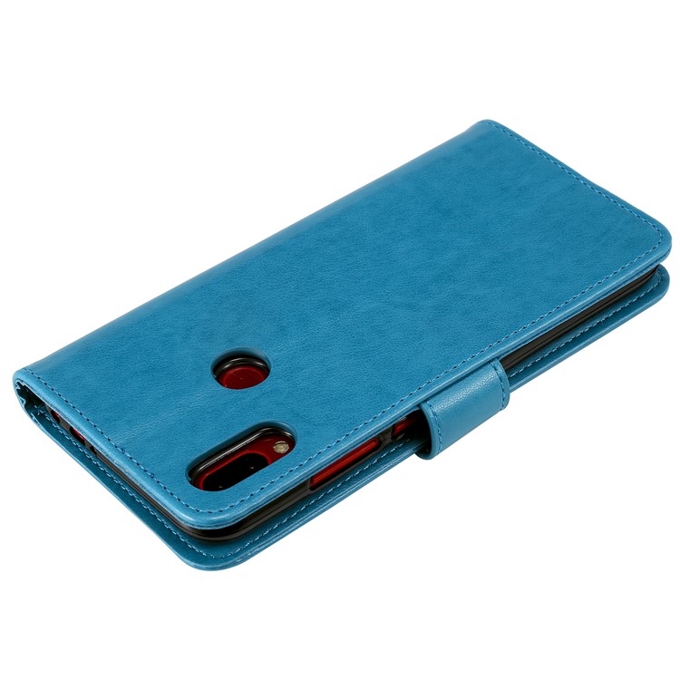 Imprint Sakura Cat Leather Wallet Case for Xiaomi Redmi Note 7 / Note 7 Pro / Note 7S - Blue-5